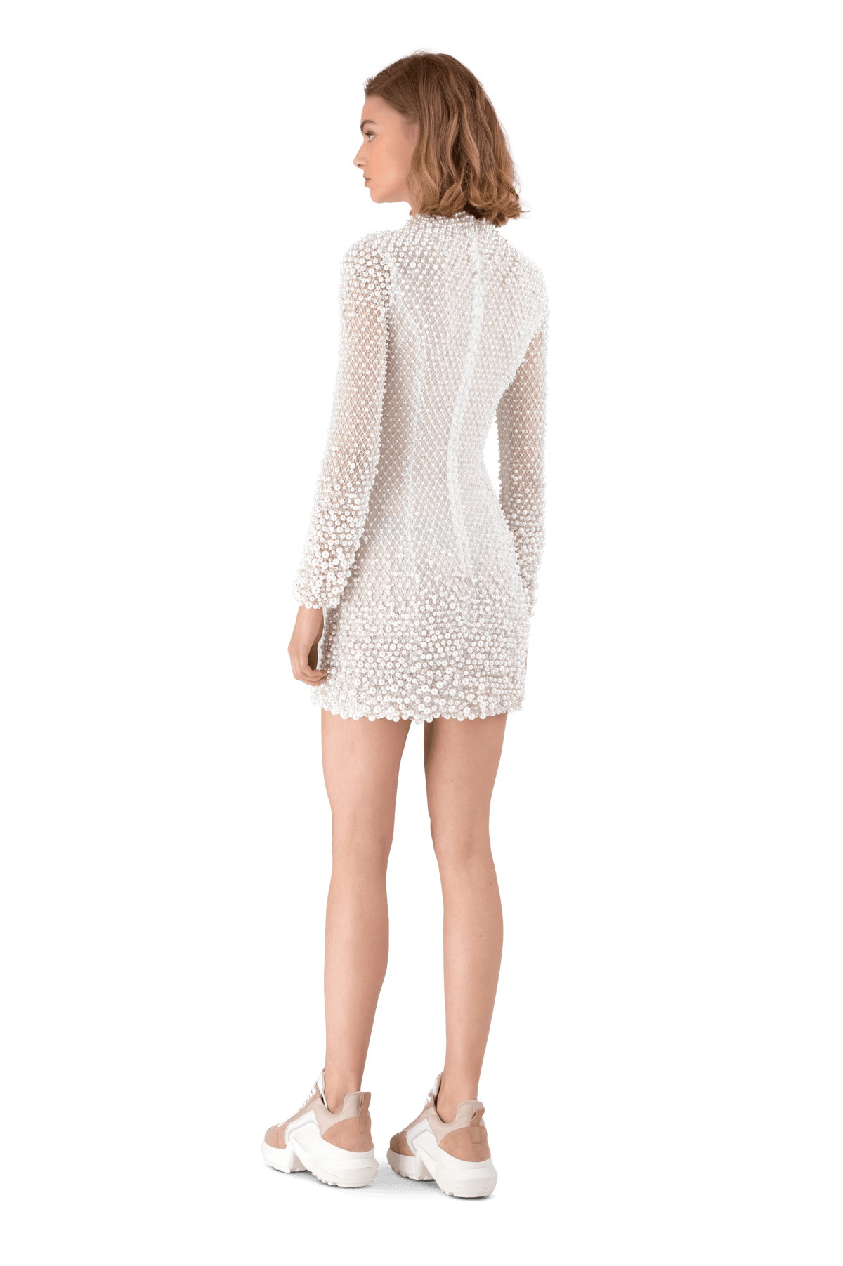 White Embellished Lace Mini Dress